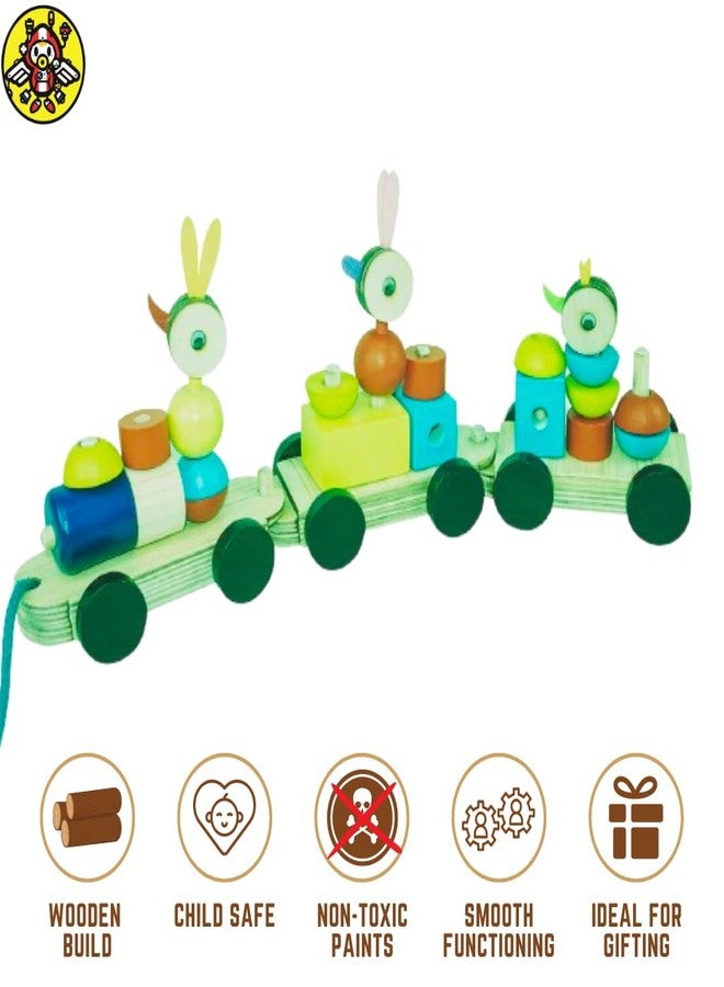 Techny Birds Technybirds Train Blocks | Wooden Toy Chick Train Wood | Toy Vehicles | Educational Stacking & Pull-Along Toy | Colorful Learning & Motor Skills | Age (1+) - Image 5